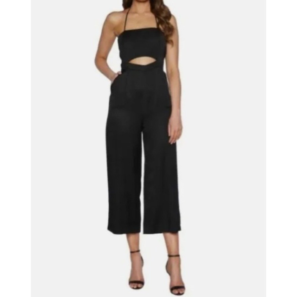Bardot Black Halter Neck Cutout Wide Leg Jumpsuit Size Small / 6